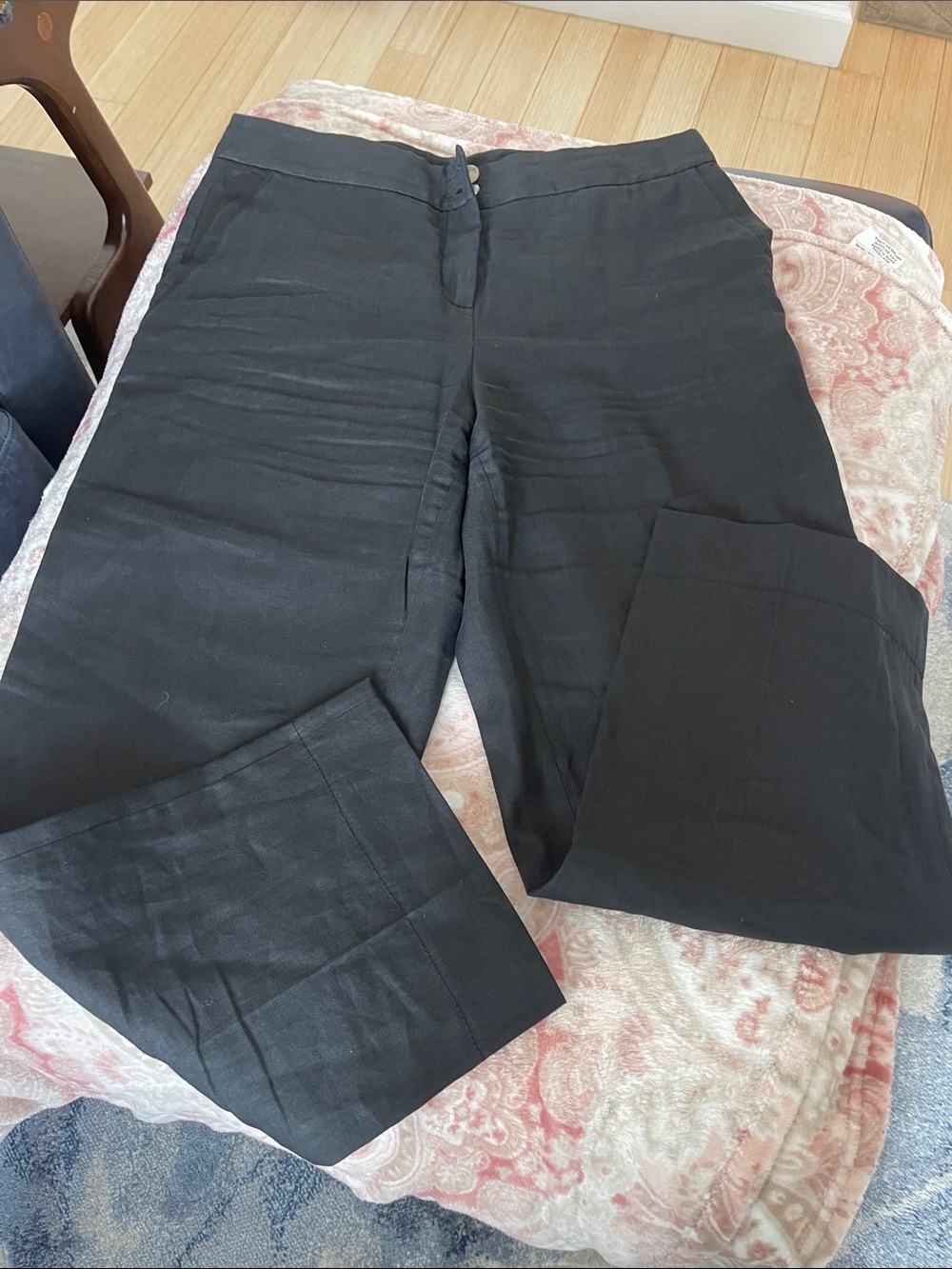 Massimo Dutti Black Tailored Pants Linen size 12